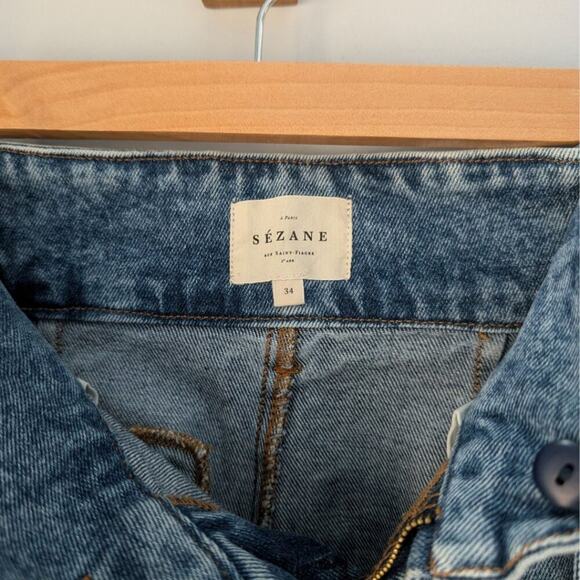 SEZANE Austin Jeans, paperbag waist, US 2/FR 34, bleached denim, EUC - Picture 4 of 10